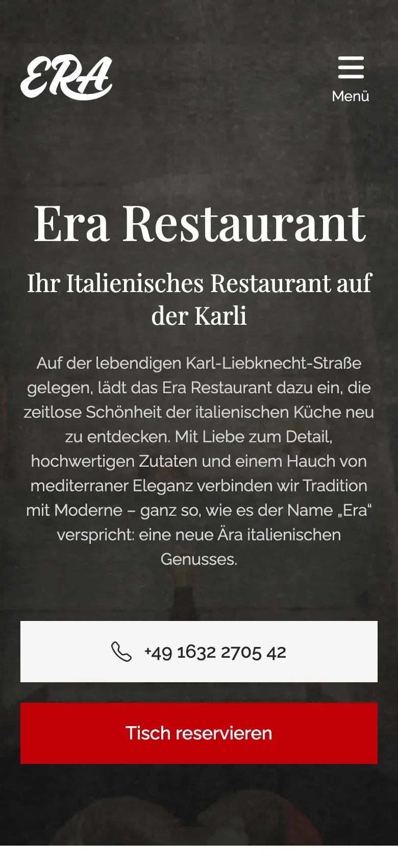 Mobile-Website vom Era Restaurant Leipzig, gebaut von Marketing Planet