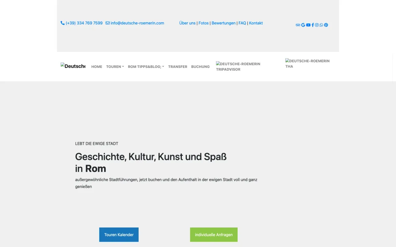 Website der Deutschen Römerin vor dem Relaunch