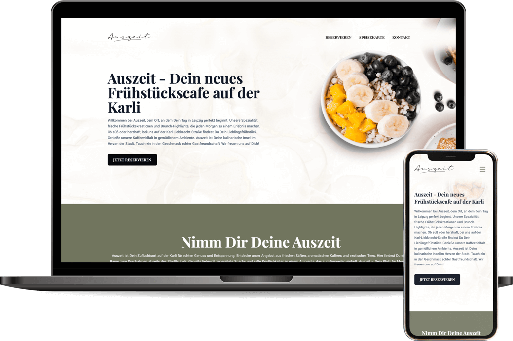 Webdesign Mockup Auszeit Cafe - Frühstück & Brunch