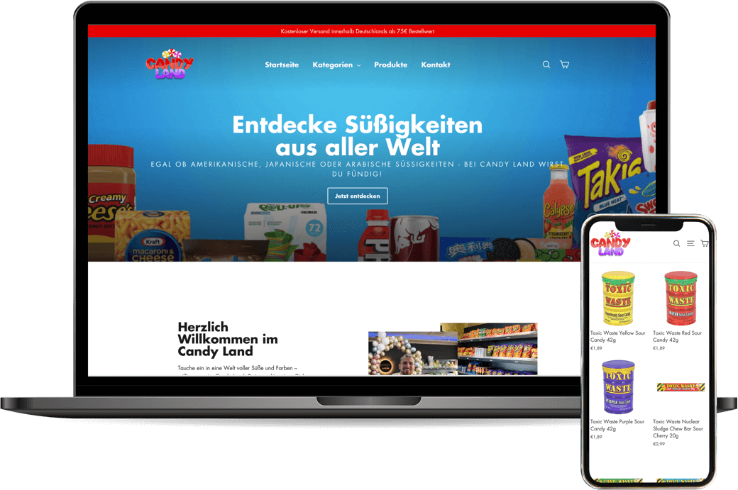 Candy Land Onlineshop Mockup