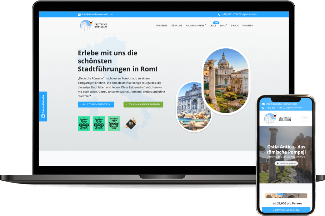 Webdesign Mockup der Deutschen Römerin nach Website-Relaunch und neuem Webdesign