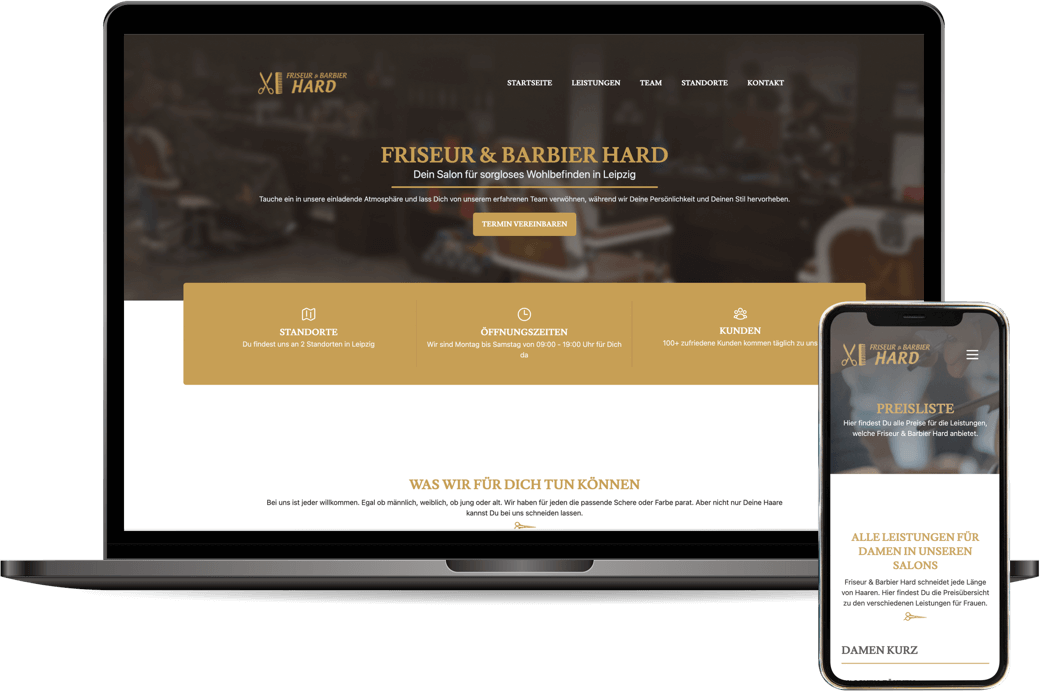 Friseur & Barbier Hard hat eine Website mit einem individuellem Webdesign und auf Basis des Frameworkes Laravel