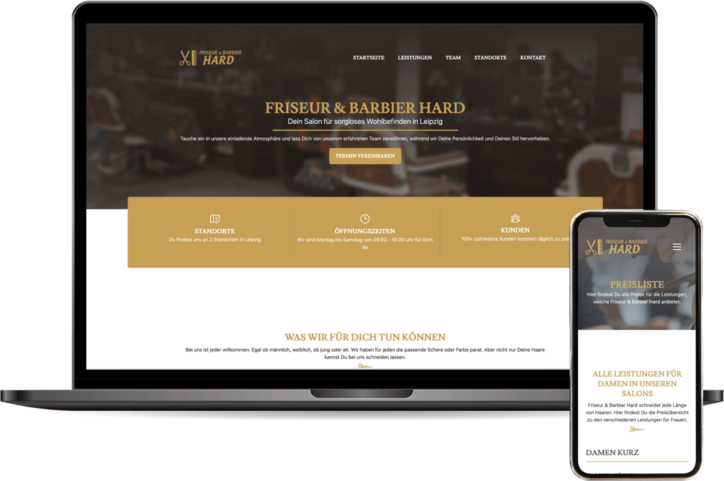 Friseur & Barbier Hard mit individuellem Webdesign auf Basis des Frameworks Laravel