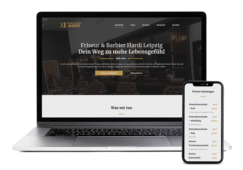 Friseur & Barbier Hardi hat eine Website mit einem individuellem Webdesign und auf Basis des Frameworkes VueJS