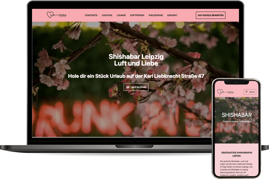 Luft und Liebe Shishabar in Leipzig mit Suchmaschinenoptimierter (SEO) Website