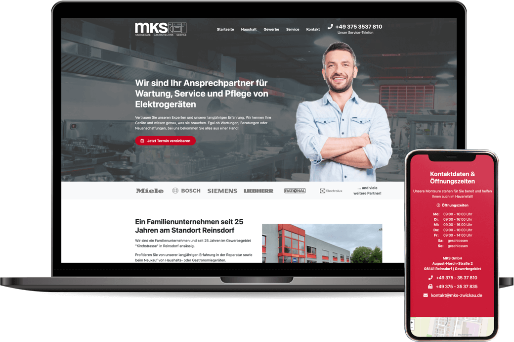 Webdesign Mockup MKS Zwickau nach Website Redesign und Suchmaschinenoptimierung (SEO)