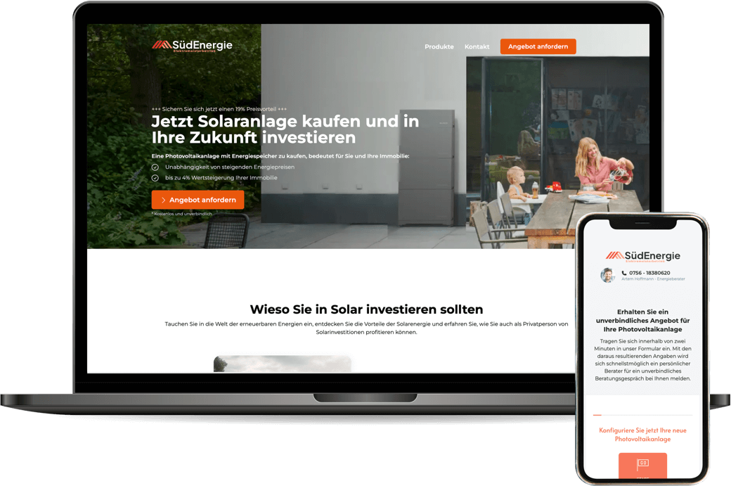 Webdesign Mockup von Südenergie