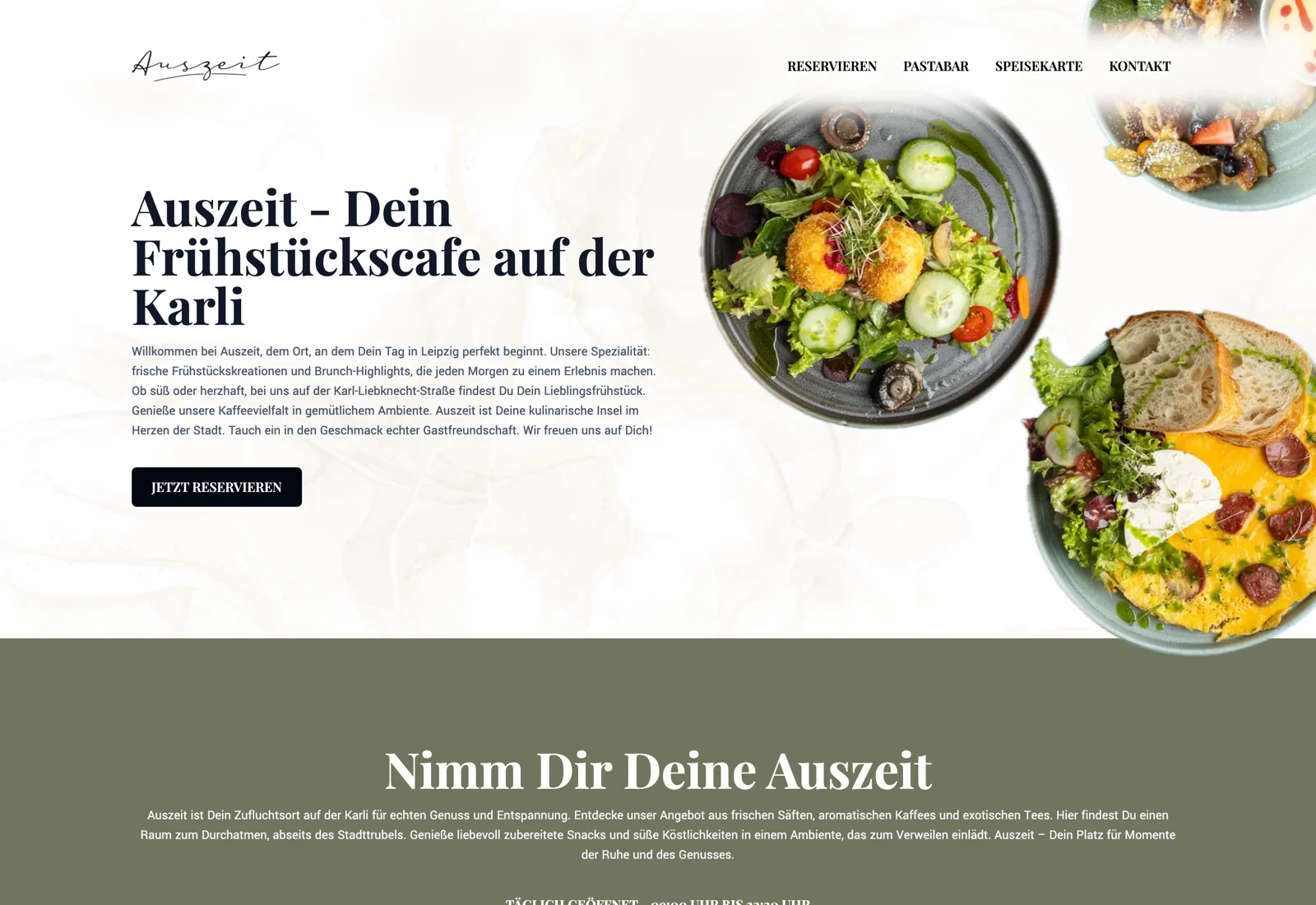 Website des Auszeit Café Leipzig, umgesetzt von Marketing Planet