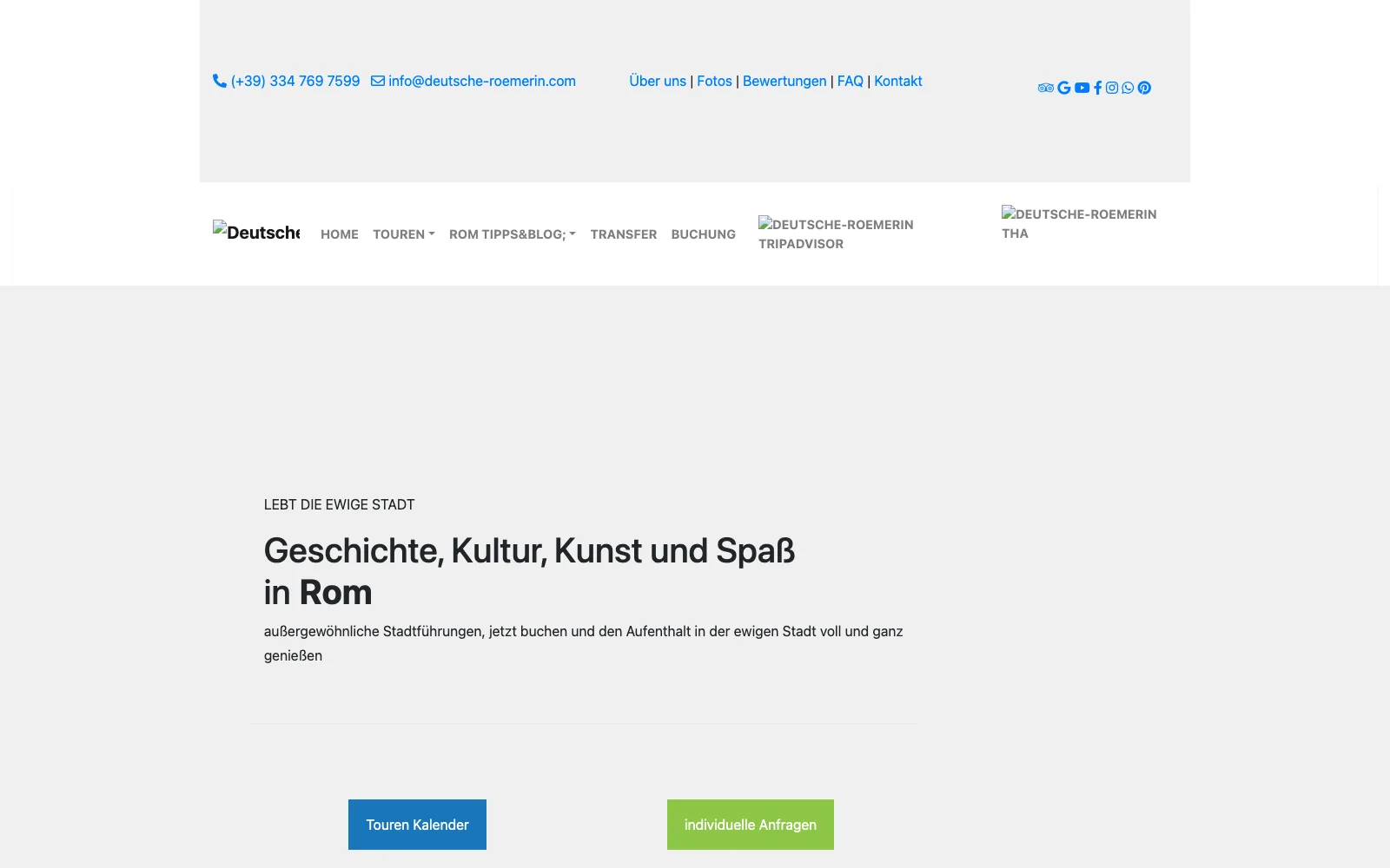 Website der Deutschen Römerin vor dem Relaunch