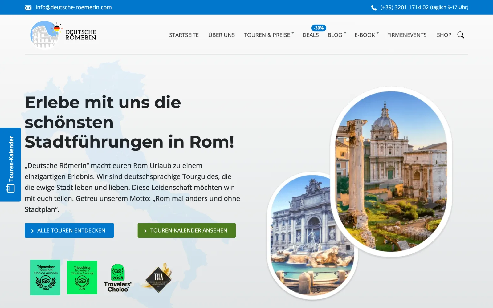 Website der Deutschen Römerin nach dem Relaunch