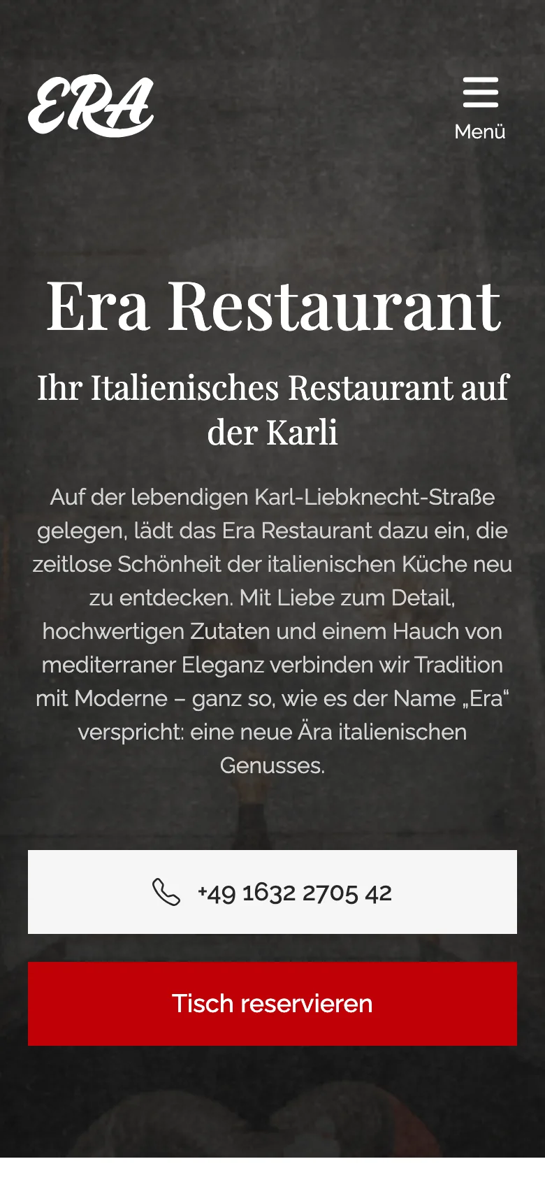 Mobile-Website vom Era Restaurant Leipzig, gebaut von Marketing Planet