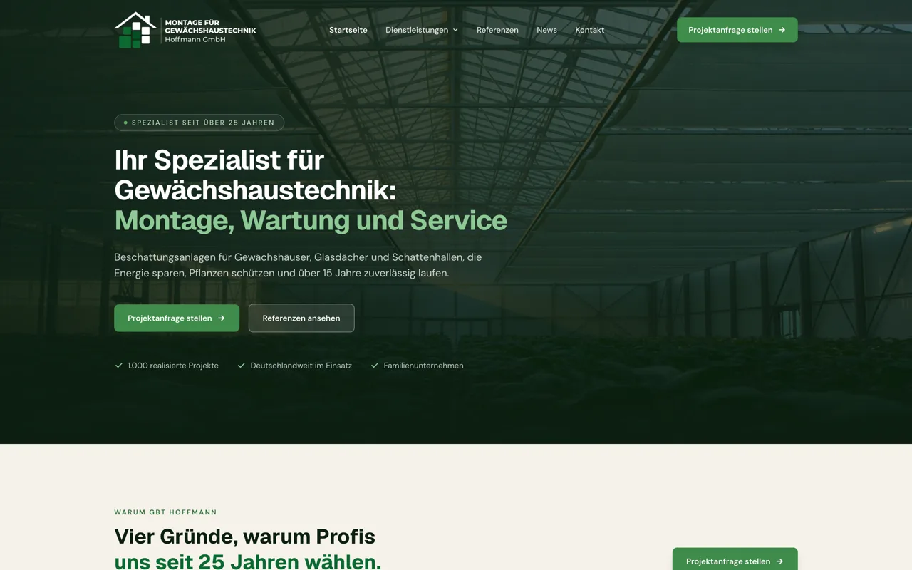 Website von GBT Hoffmann, gebaut von Marketing Planet
