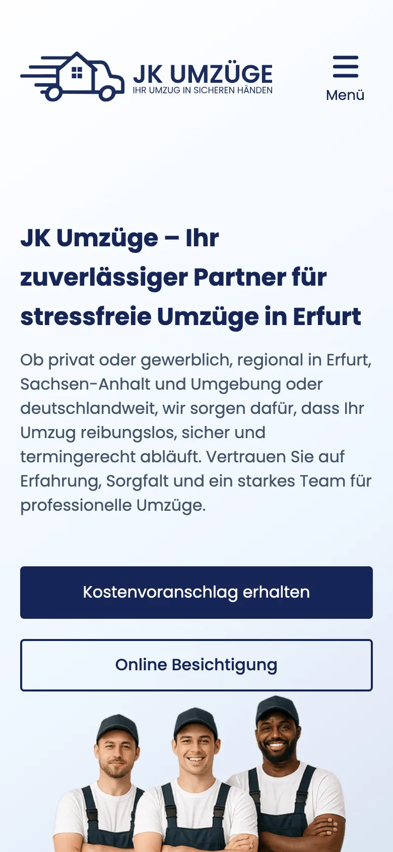 Mobile-Website von JK Umzüge Erfurt, gebaut von Marketing Planet